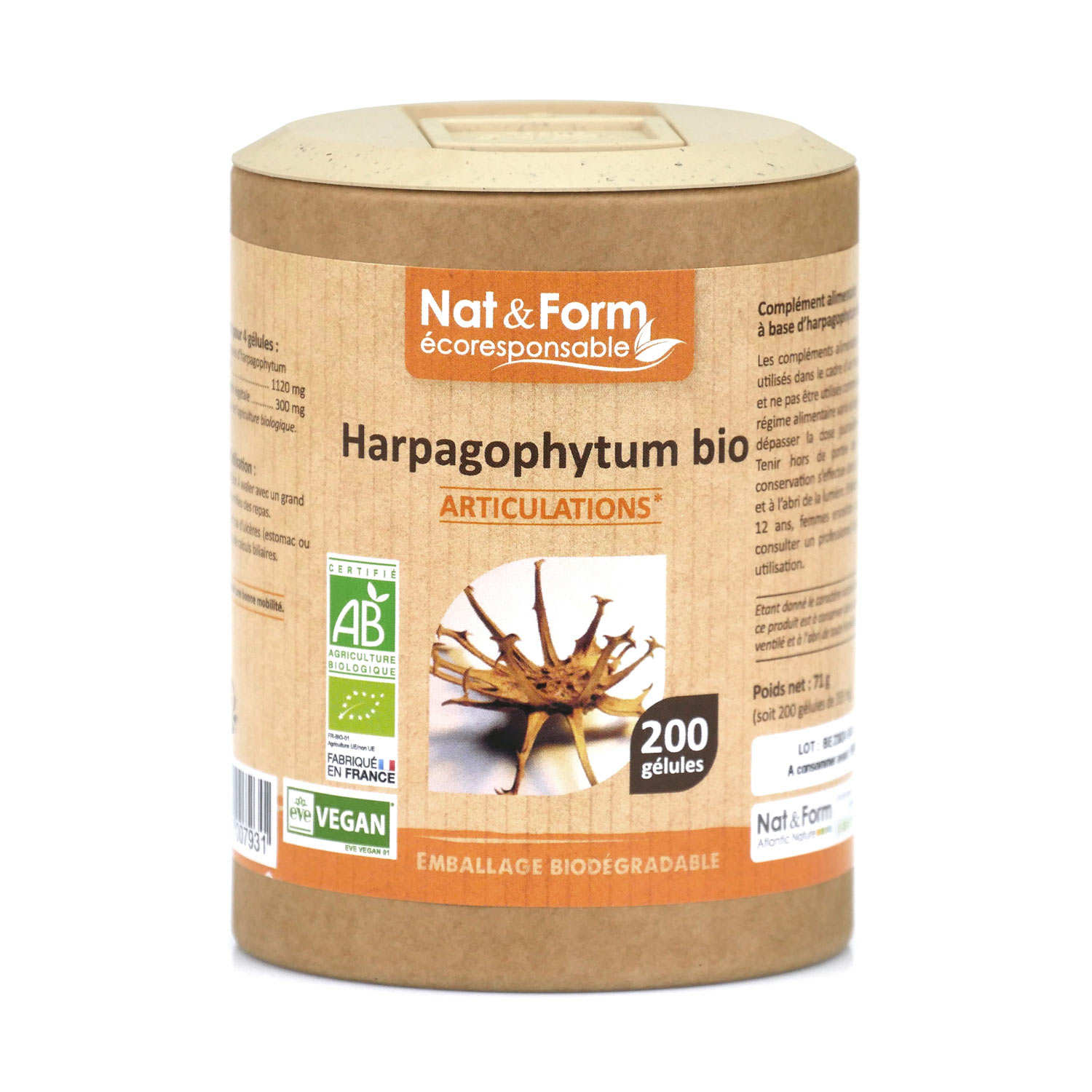 Harpagophytum bio - 200 gélules de 355mg