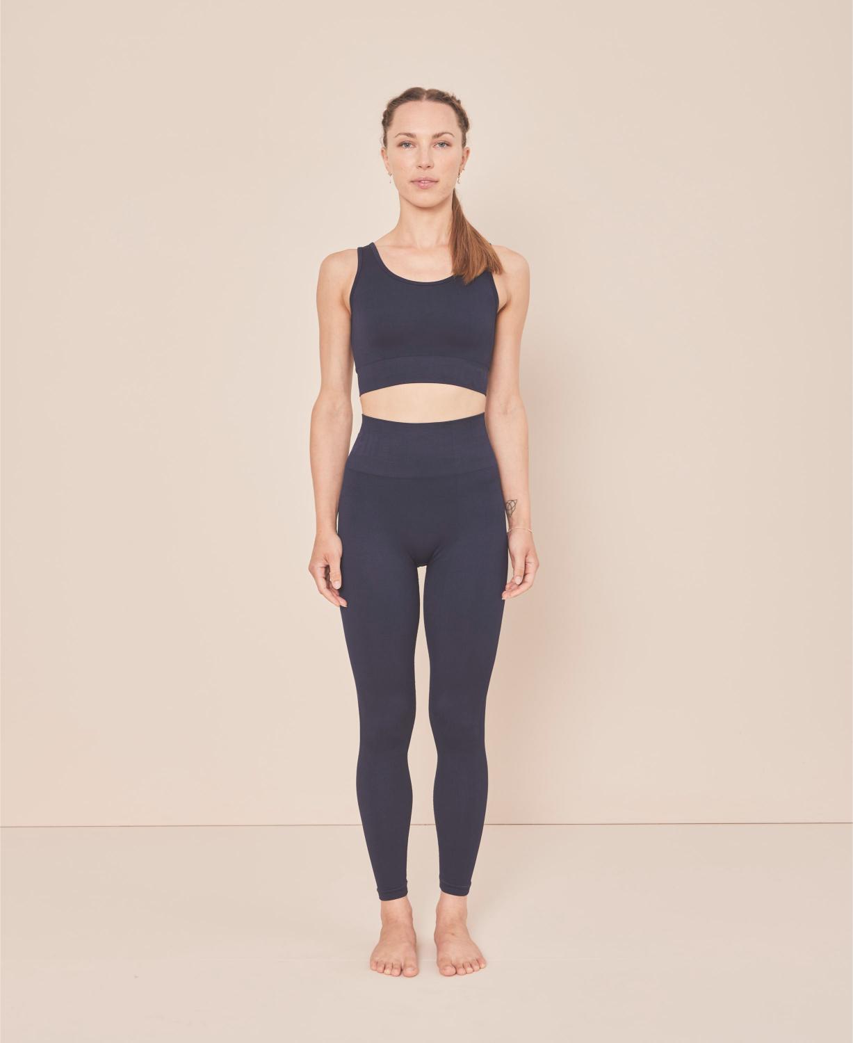Moonchild Soft Rib Seamless Crop Top Womens Navy Blue