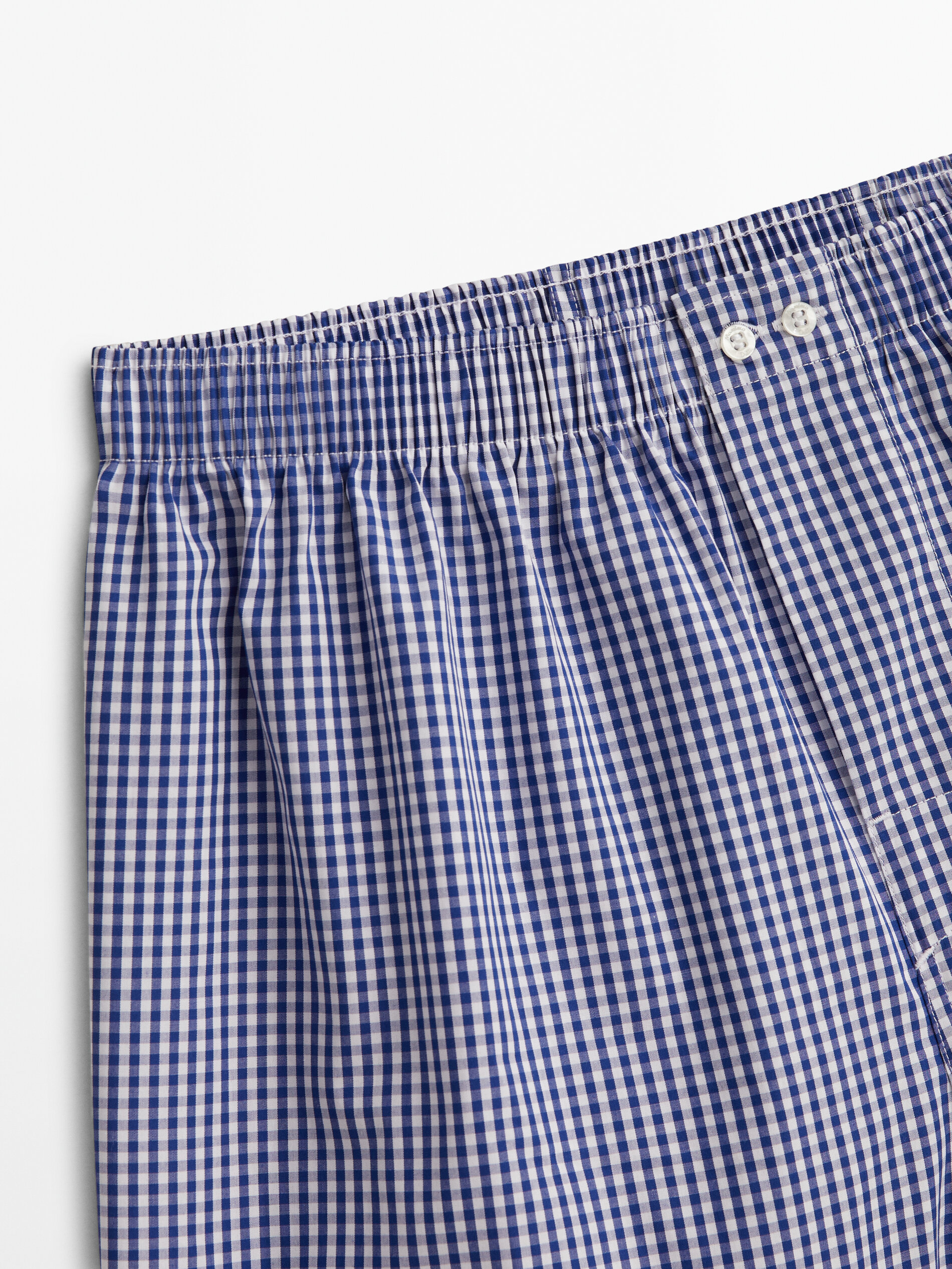 Shorts Vichy de popeline quadrada - AZUL MARINHO