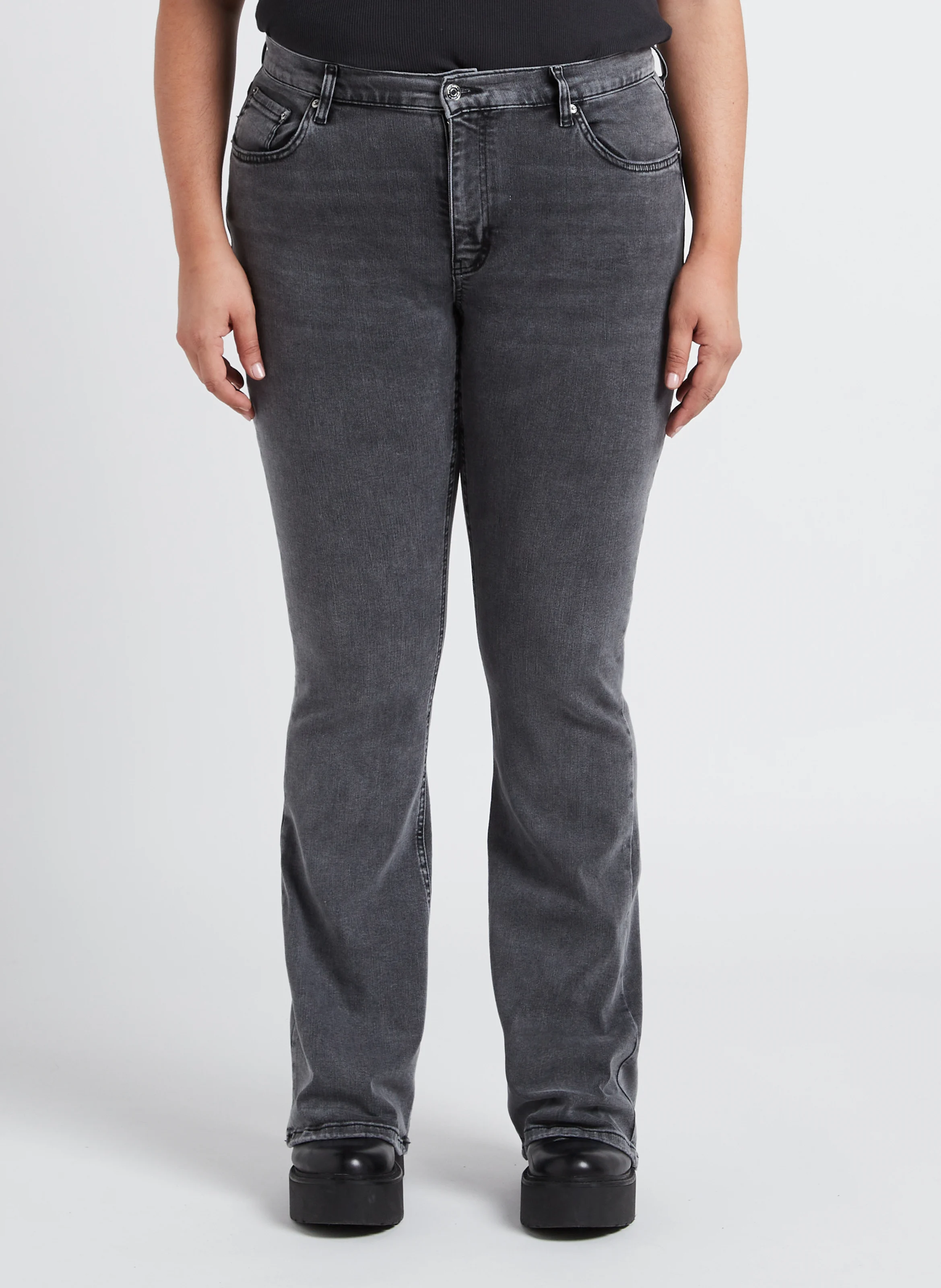 Jean boot-cut en coton mélangé | Gris