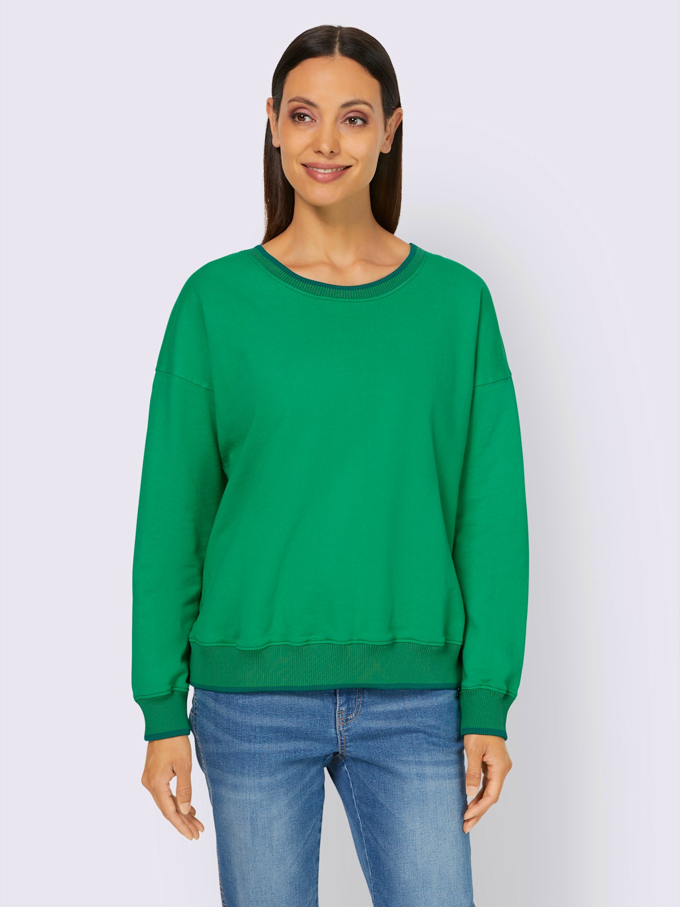 Sweat-shirt passepoils contrastés tendance