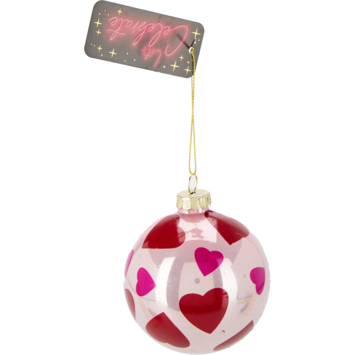 Kerstbal mix  glas licht roze met divers design Ø 8 cm per stuk