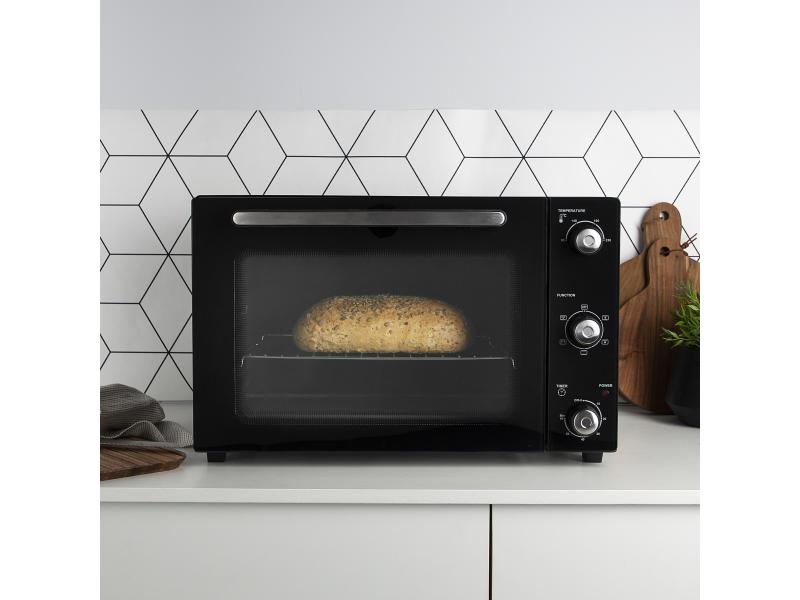 Princess Backofen Deluxe 45 l, Schwarz Kompakter Konvektionsbackofen mit Grill- und Auftaufunktion