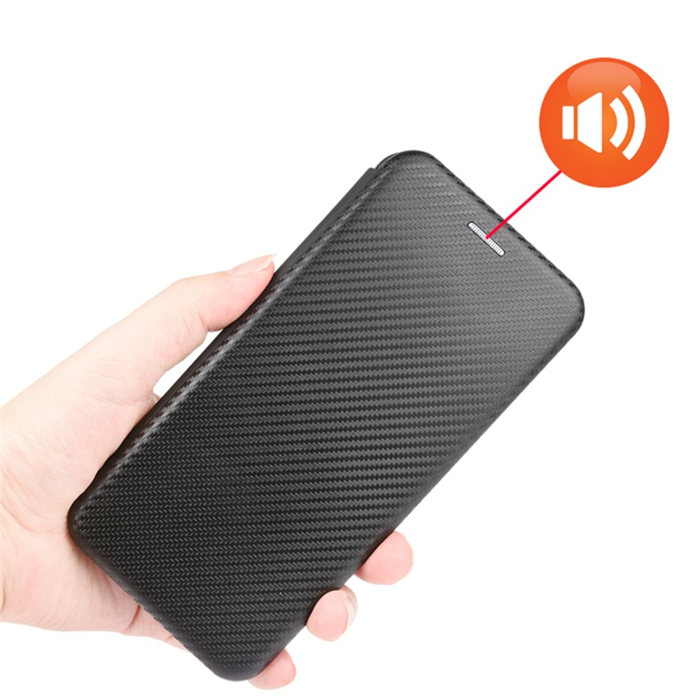 Samsung Galaxy S22 5G Leder Tasche Flip Cover Carbon Look - Schwarz