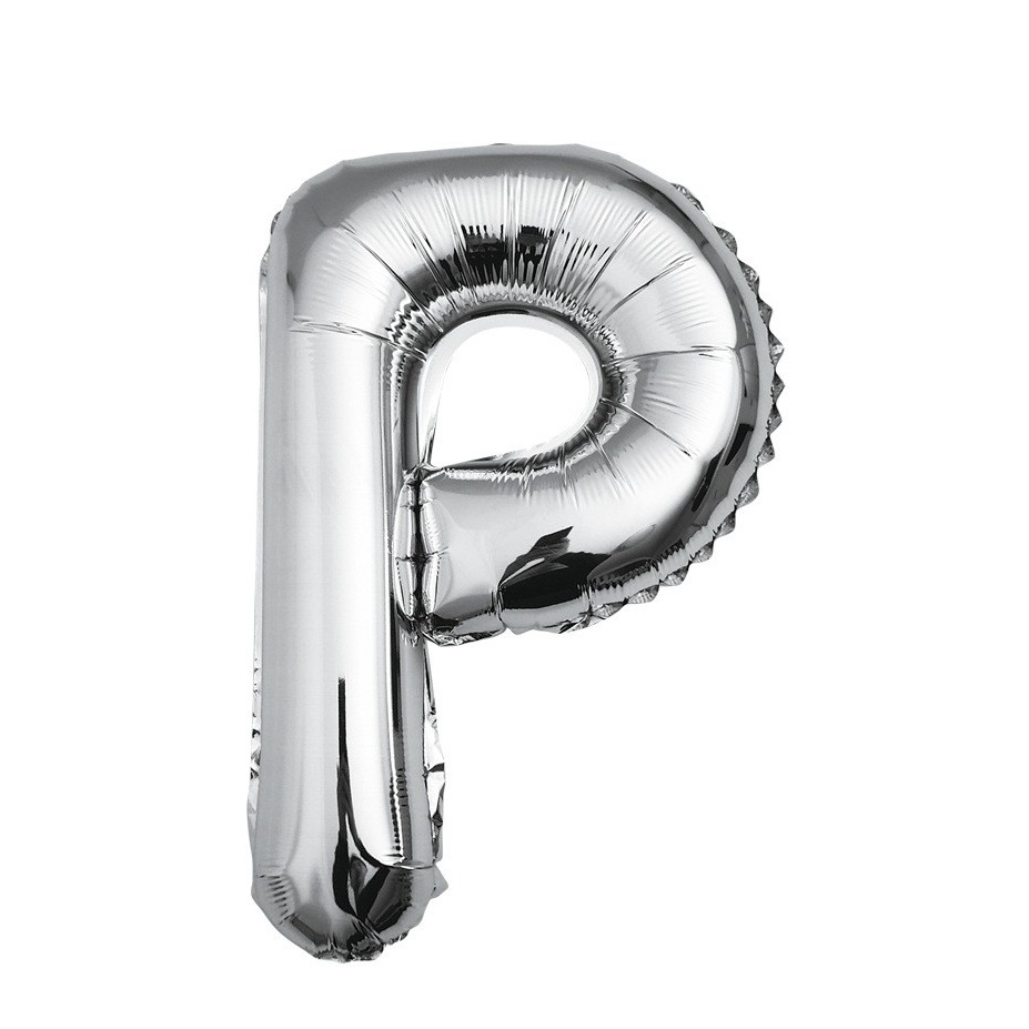 (80cm) Buchstaben Ballon Geburtstags Party Luftballon Folienballon - Buchstabe P / Silber