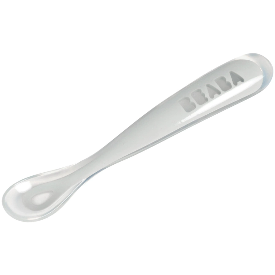 BEABA® Ergonomischer Babylöffel aus Silikon 1. Altersstufe grau