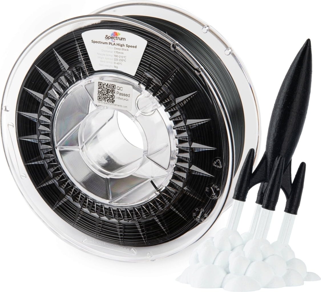 Spectrum  Premium PLA High Speed Deep Black, 1,75 mm / 1000 g    PLA Material speziell für den Hochgeschwindigkeitsdruck