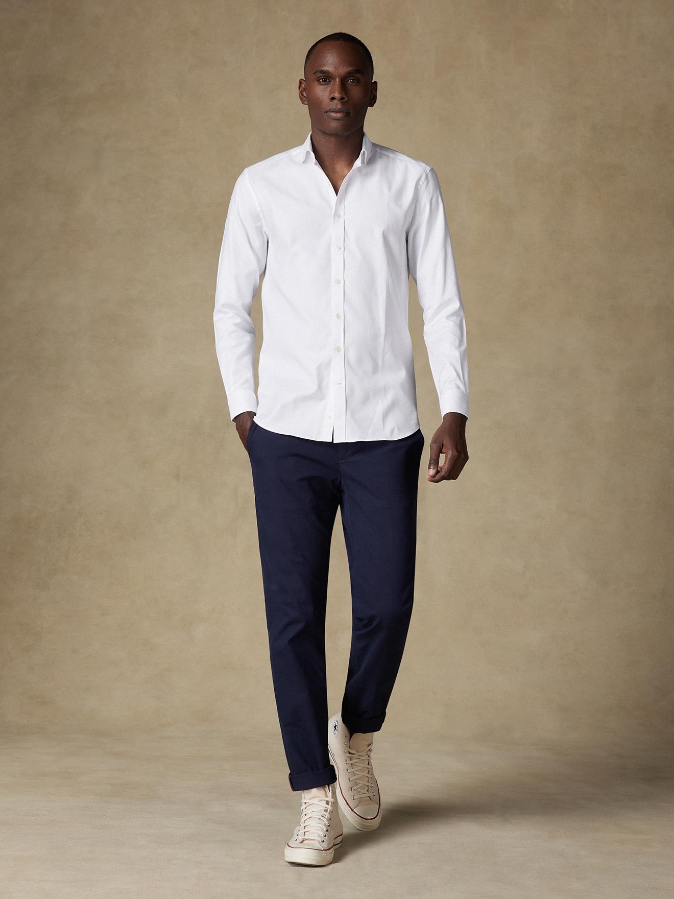 Chemise cintrée Paris texturée blanche