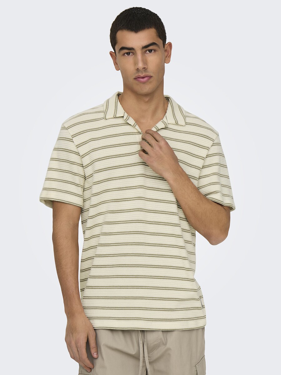 ONLY & SONS<br>Camisa polo listrada em malha