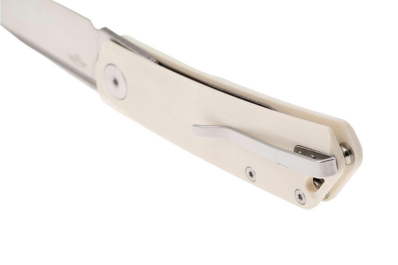 Real Steel Luna Phantom Flipper Double Detent 7008IS Satin D2, Ivory G10, zakmes