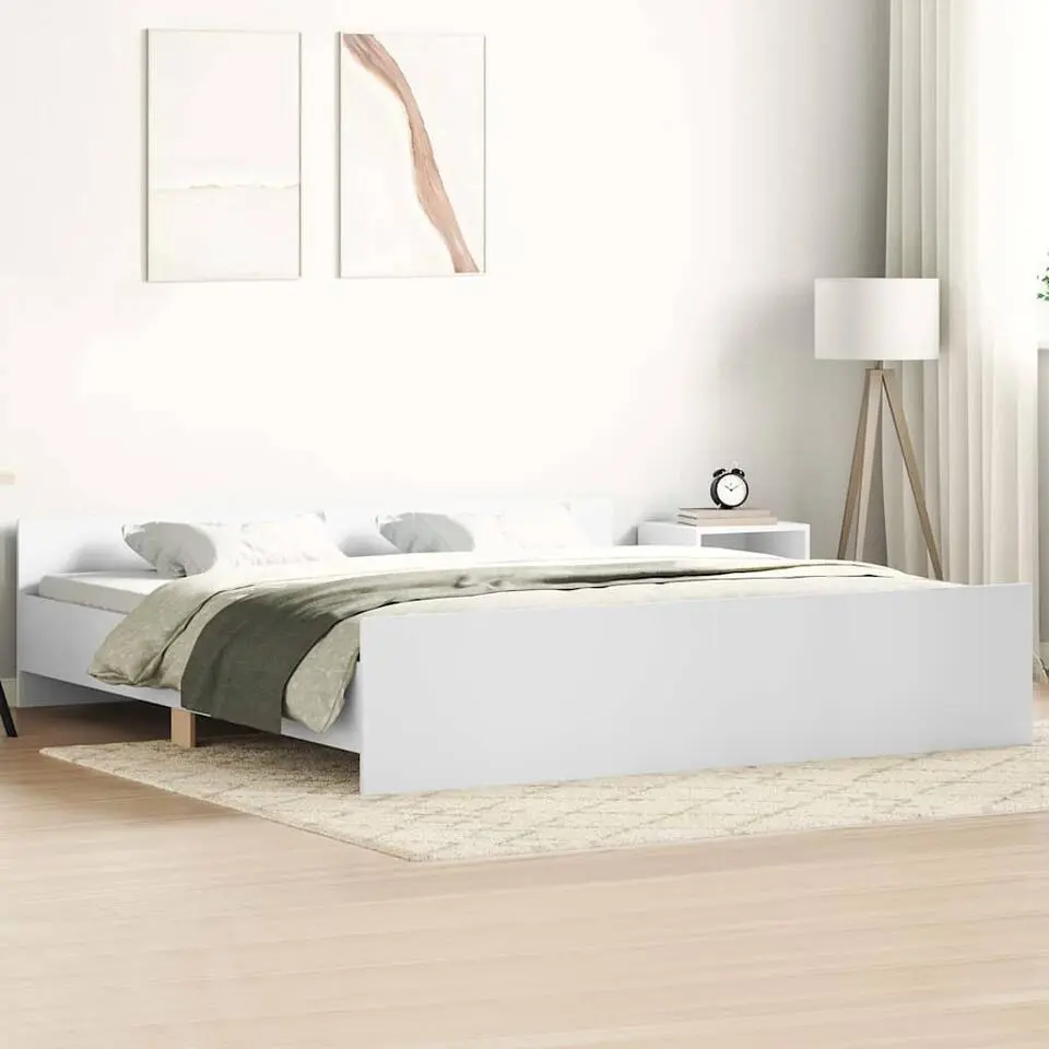 vidaXL - Bed frame met hoofd- en voeteneinde - Wit - 160x200 cm