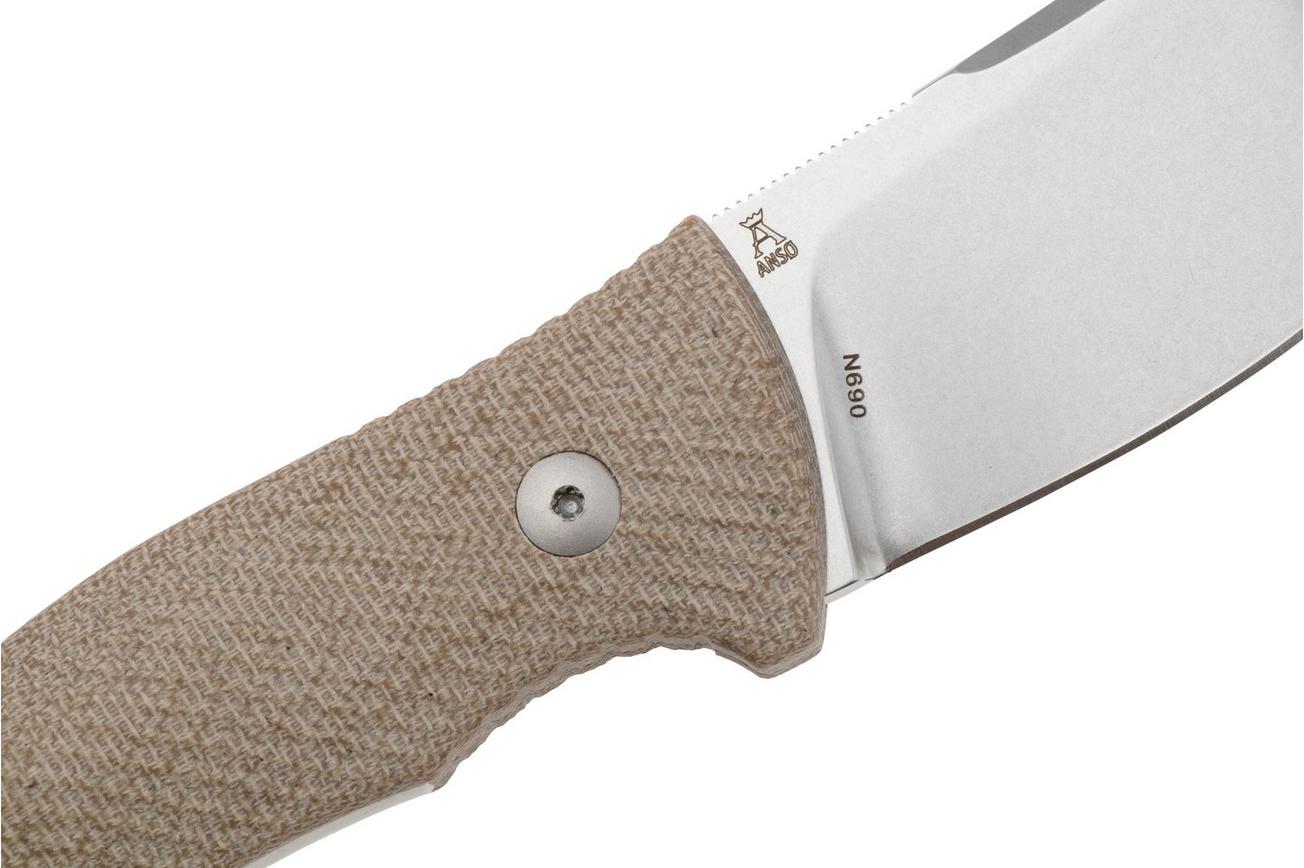 Viper Nordlys VT4044CN Stonewashed, Natural Canvas Micarta, vaststaand mes, Jens Anso design