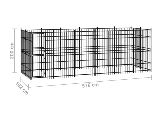 Chenil cage enclos pac noire 576 x 192 x 200 cm 02_0041777