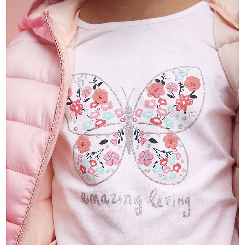 T-shirt manches courtes en jersey avec print fantaisie pour fille - Blanc