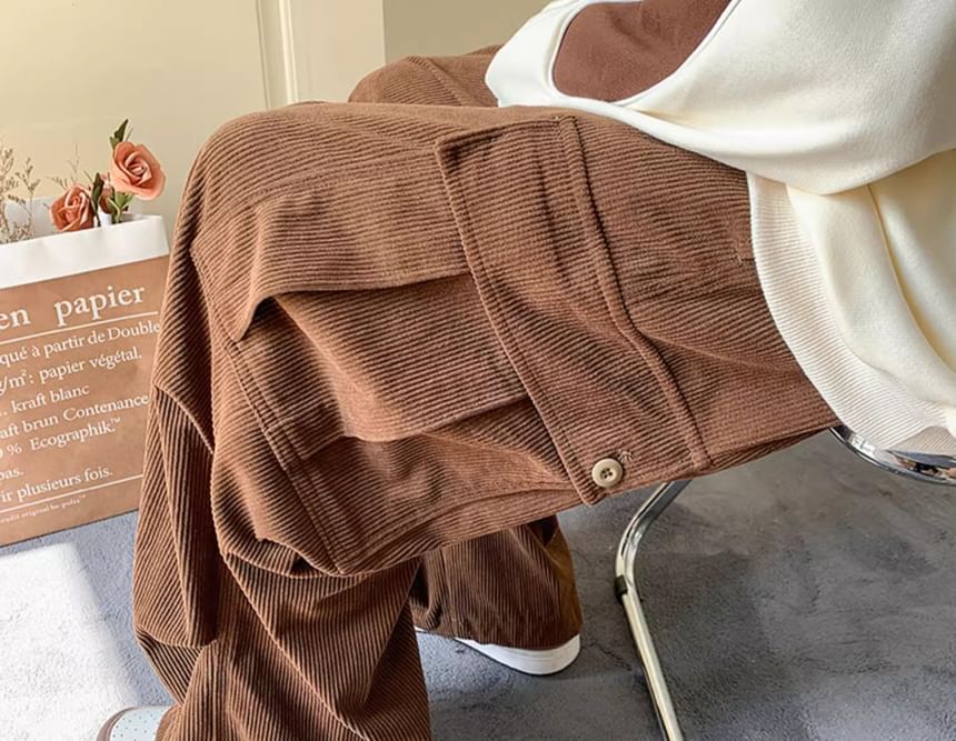 emeisa - Corduroy broek met hoge taille en wijde pijpen