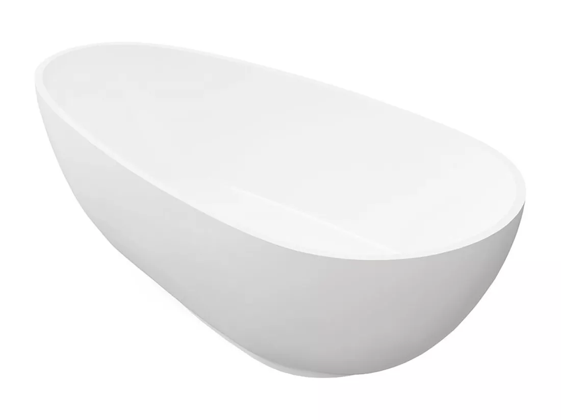 Baignoire îlot asymétrique en solid surface - 268 L - 172 x 83 x 53 cm - Blanche - FENICE
