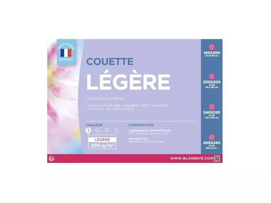 BLANREVE Couette legere en microfibre - 140 x 200 cm - Blanc