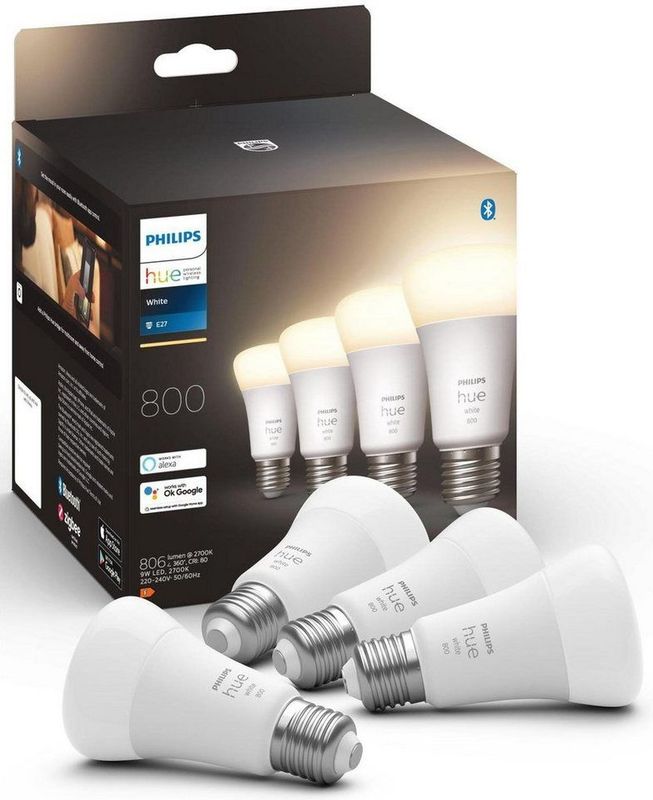 Philips - Hue Standaardlamp - Warmwit Licht - 4-Pack - E27 - 800lm