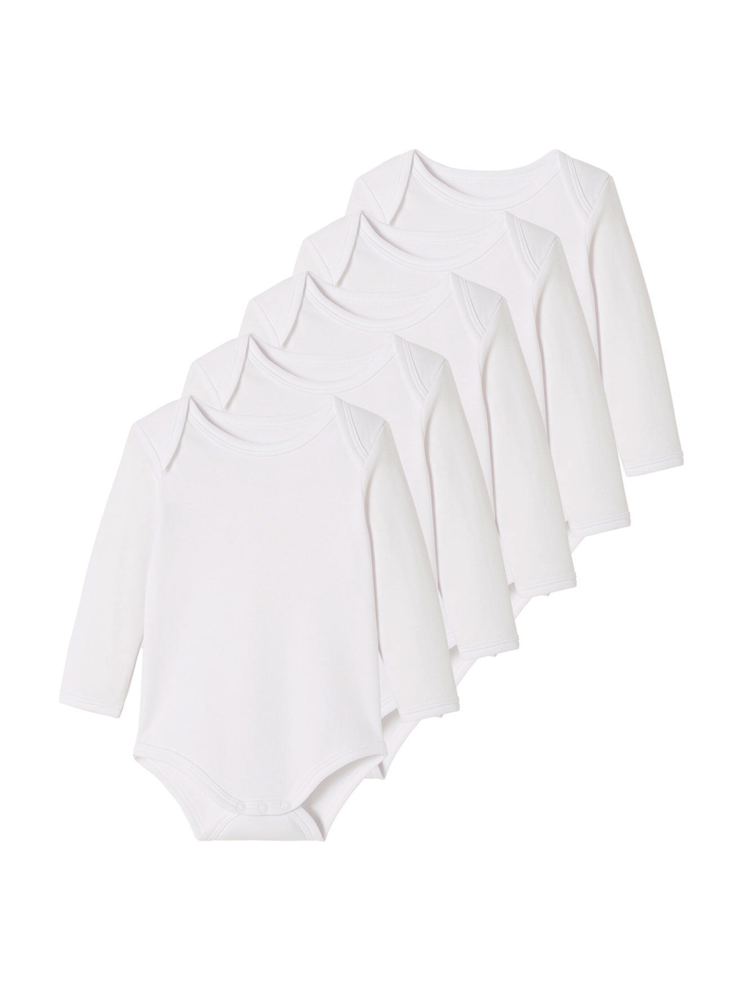 Vertbaudet 5er-Pack Baby Schlupfbodys, Langarm BASIC pack weiß