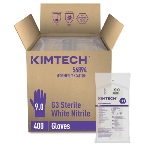 Gant de protection chimique stérile KIMTECH? Pure G3 White blanc non poudré 30cm