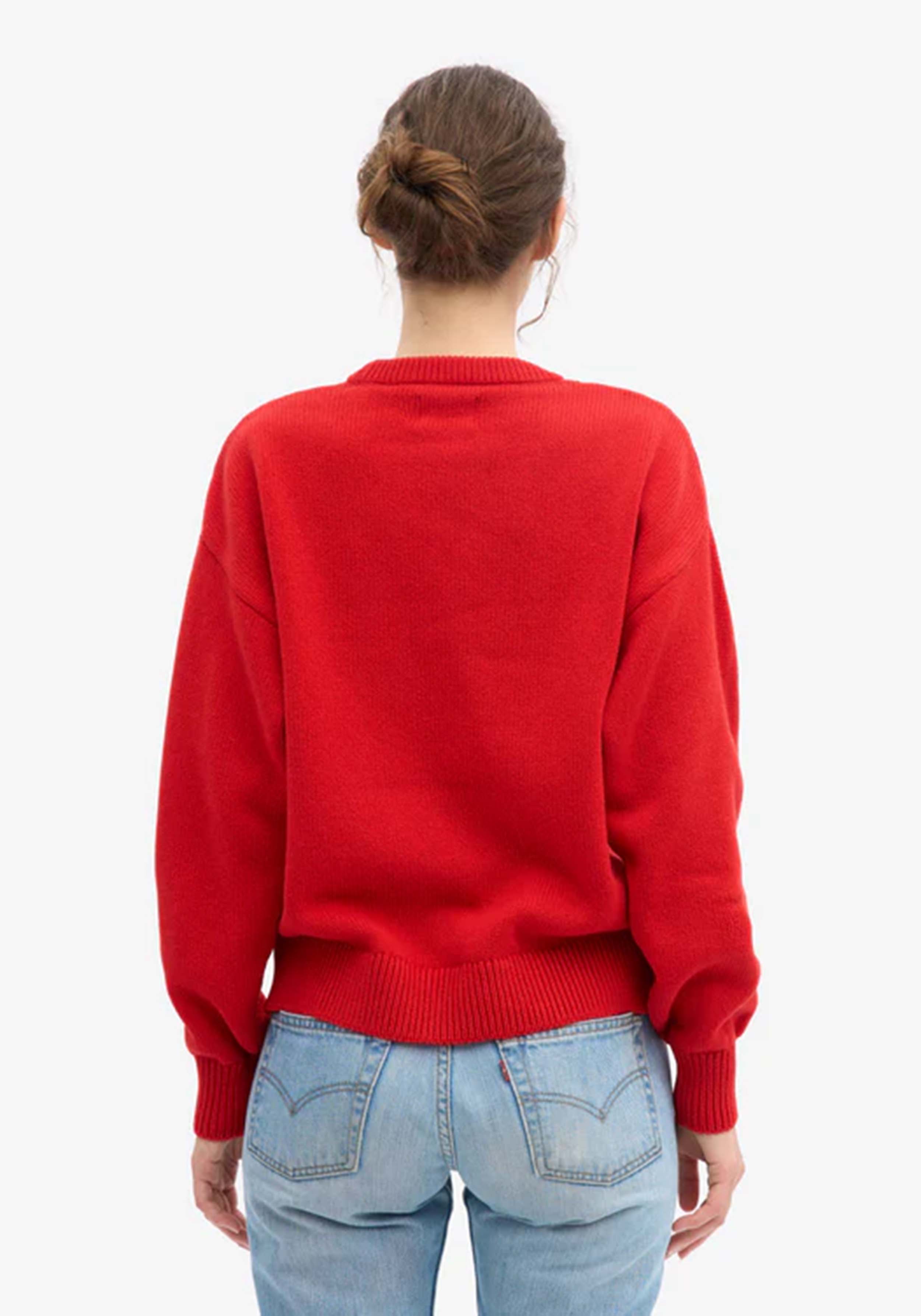 Colorful Standard Oversized Merino-Wollpullover Red Tangerine