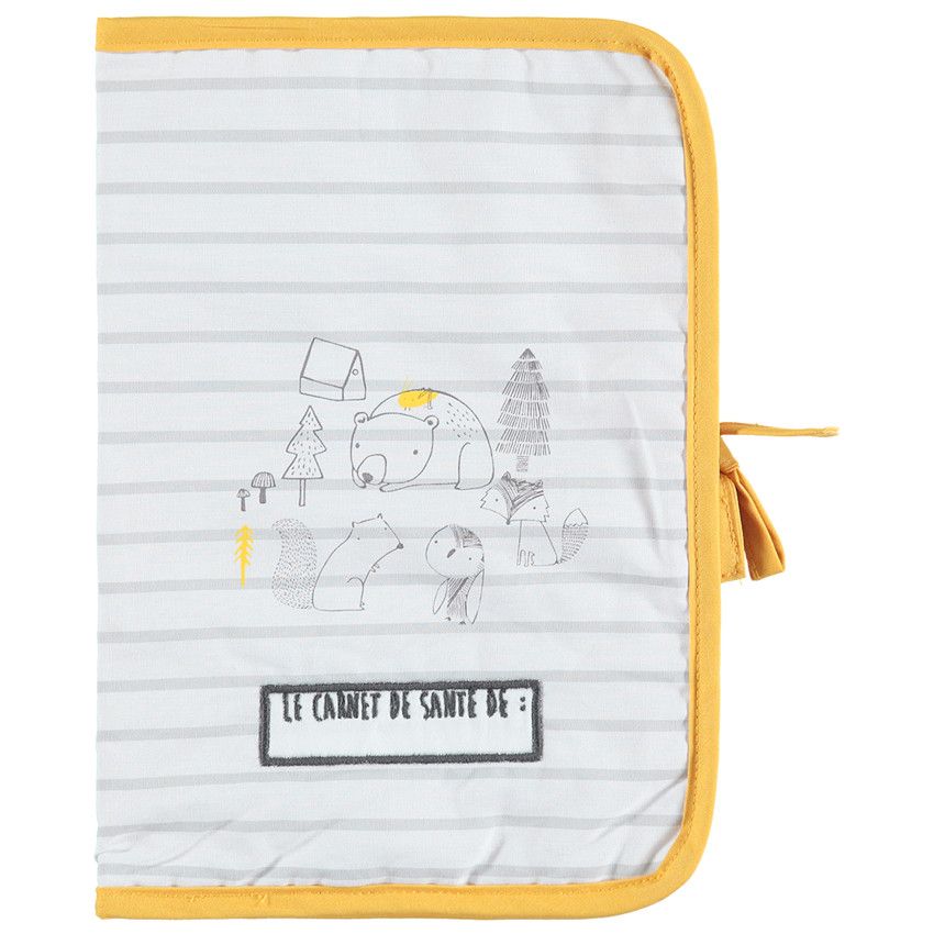 Protège carnet de santé en jersey à nouer - Blanc