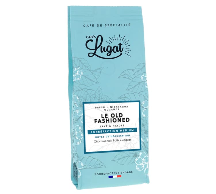 Café moulu pour cafetière à piston : Le Old Fashioned (M) (Mélange traditionnel d'antan) - 250gr - Cafés Lugat
