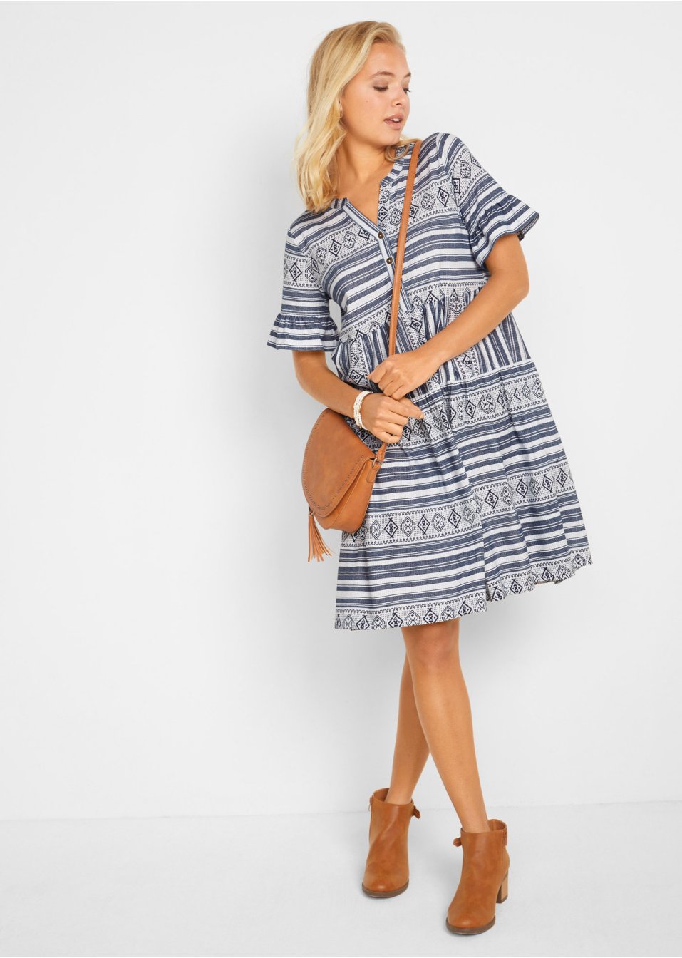 Robe T-shirt, manches courtes, imprimée