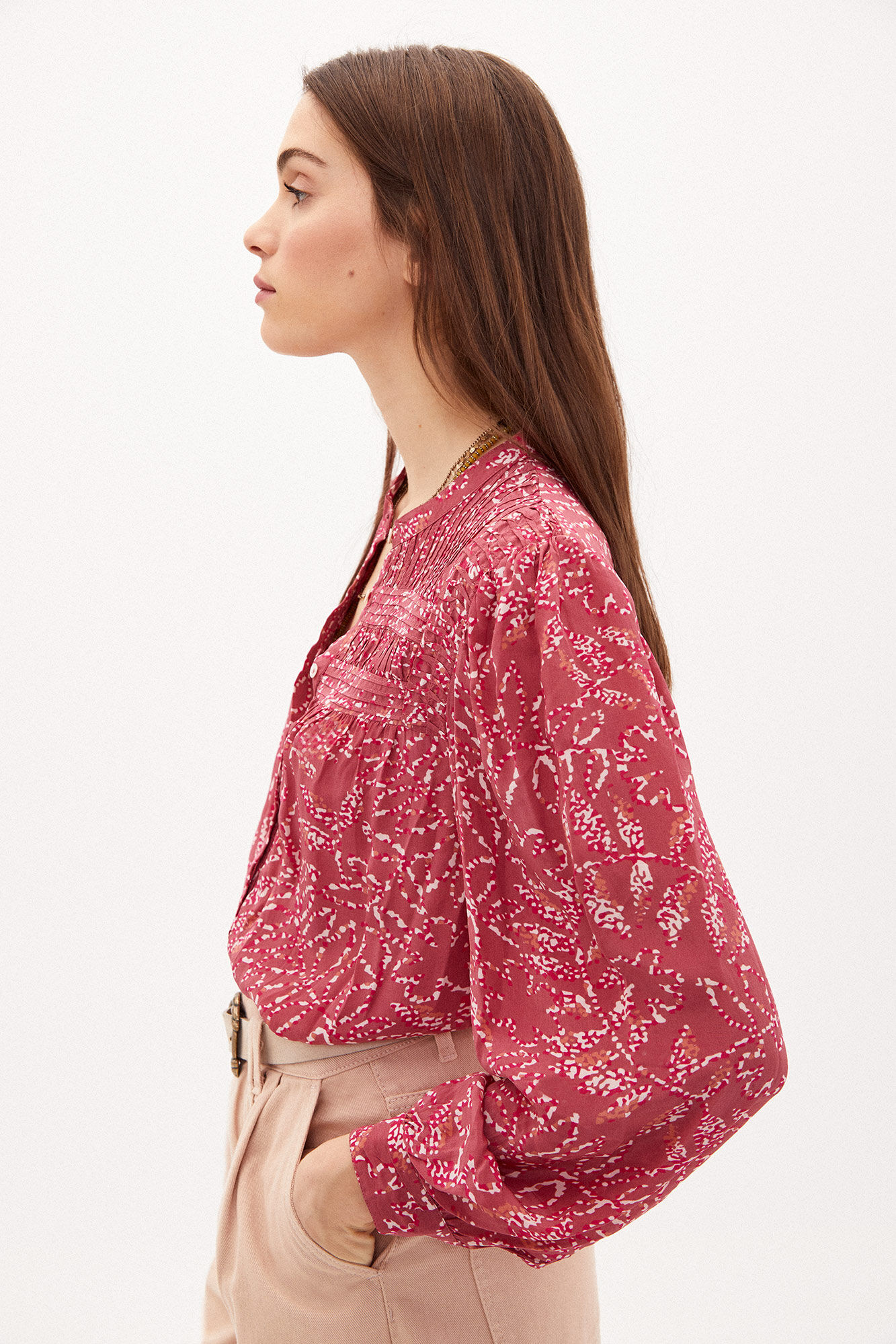 Blusa Brigitte Estampada e Fluida - Rosa