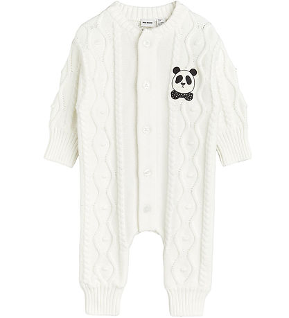 Mini Rodini Strampler - Strick - Off White m. Panda