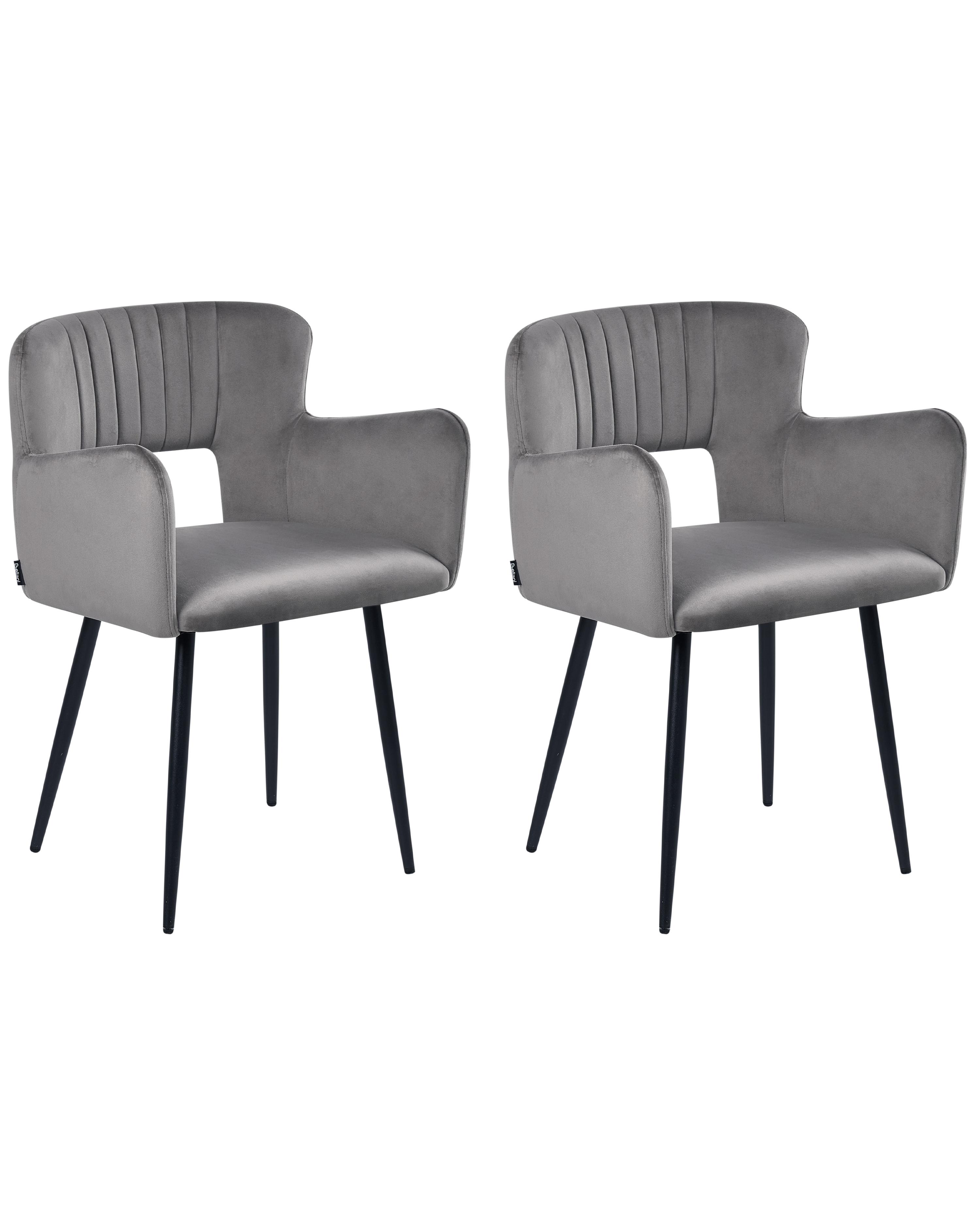Set van 2 eetkamerstoelen SANILAC Fluweel Grijs