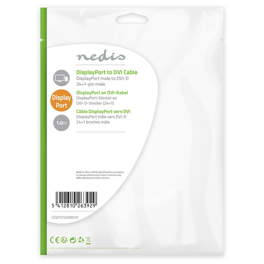 NEDIS Câble DisplayPort mâle vers DVI-D mâle (2 m)