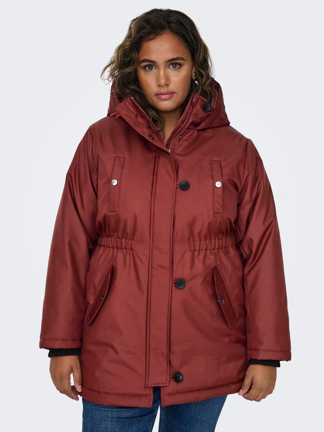 CARMIE Langer Parka Fired Brick