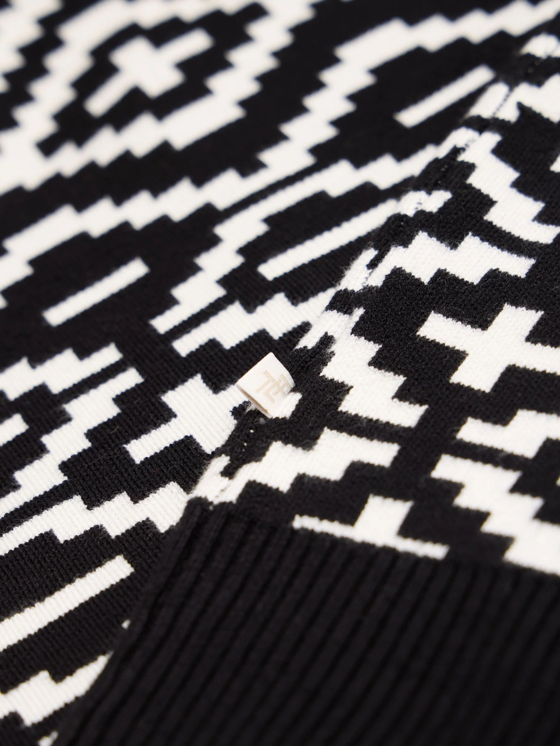 The Little Tailor Geometrisch ontwerp Slim fit Ski Kerstmis Zwarte Trui