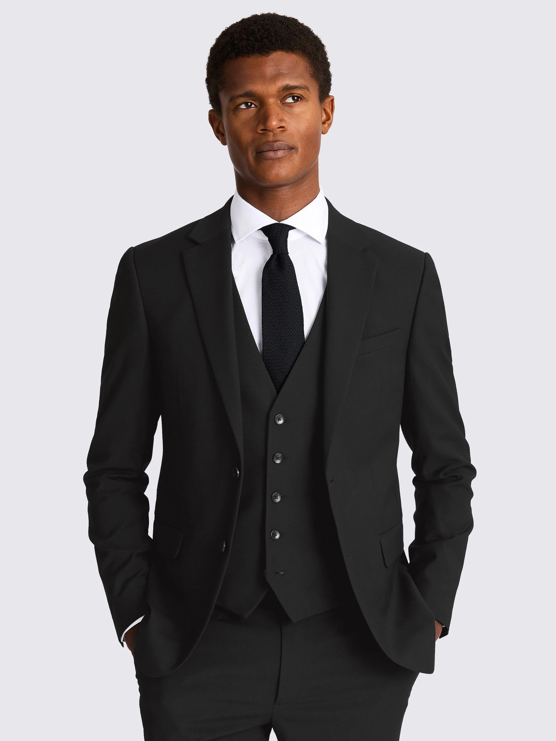 Zwart - MOSS Slim-fit stretchcolbert