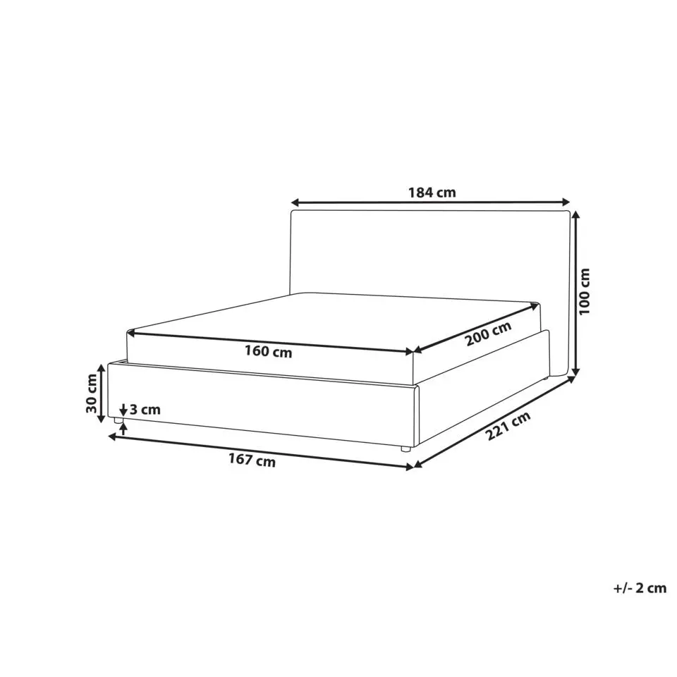LAVAUR - Tweeperoonsbed - Off-white - 160 x 200 cm - Fluweel