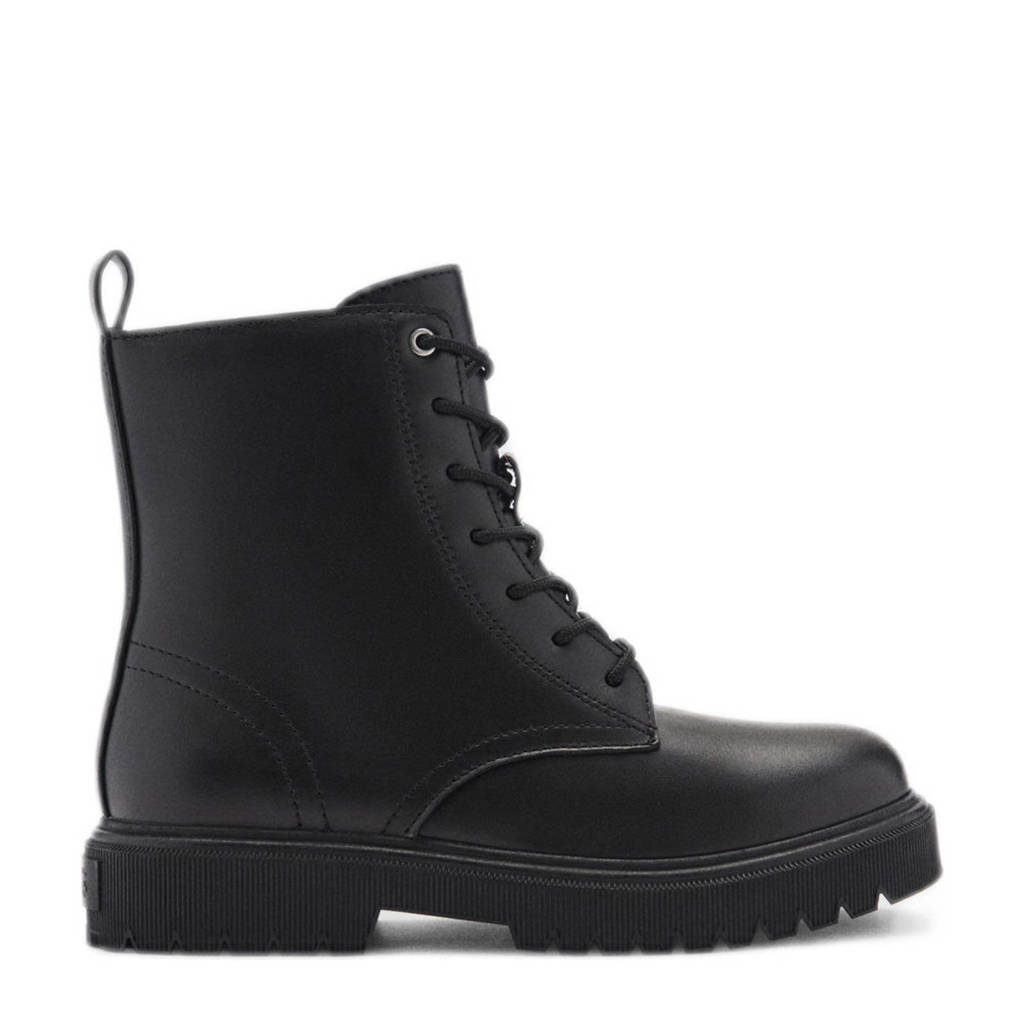 Mango Kids leren veterboots zwart