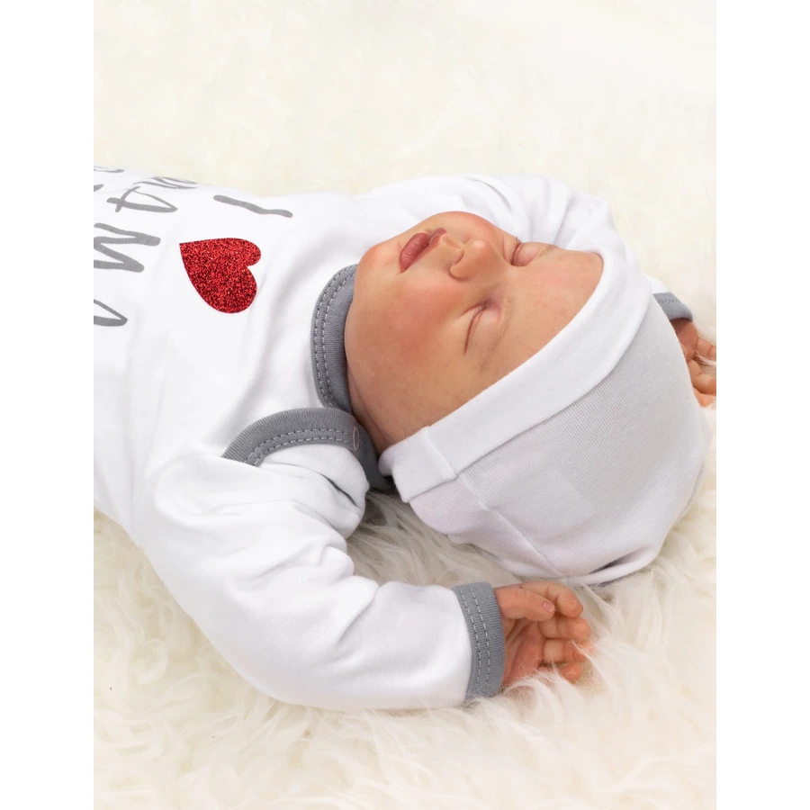 Baby Sweets Body Langarm I love Mama & Papa weiß grau