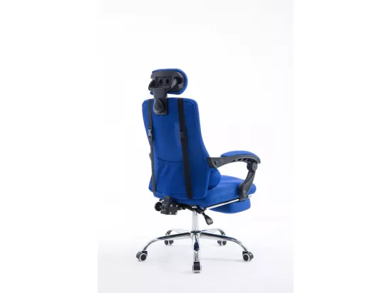 Chaise de bureau - Similicuir & Métal chromé - Bleu - Fellow