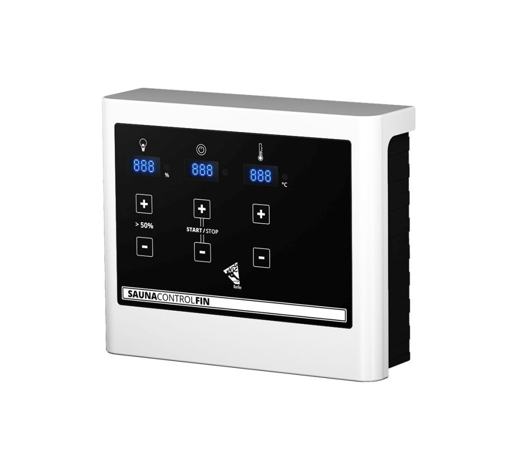 Karibu Saunahaus Aino im Set mit finnischem 9kW Ofen inkl. Steuerung Außensauna mit 3 Liegen 38 mm Wandstärke Fichtenholz Glastür