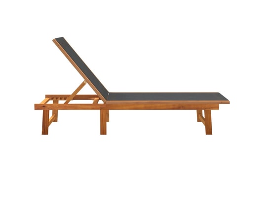 VIDAXL - Bain de soleil Chaises longues lot de 2 noir bois d'acacia solide et textil...