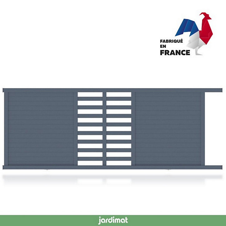 Portail Jardimat coulissant aluminium Courtrai gris 7016 - 350 x h.142 cm