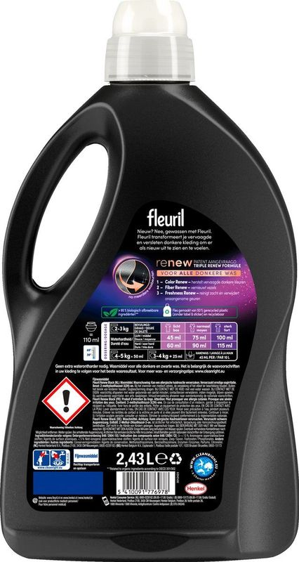 Fleuril - Black - Vloeibaar Wasmiddel - 1,5 Liter - Geschikt voor Donkere Kleding