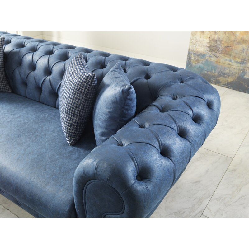 Pritt 96.1&rdquo; Rolled Arm Chesterfield Sofa