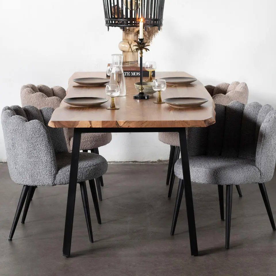 Eettafel Acaciahout - Naturel - 160x90x77cm - Lars