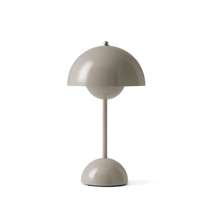 &Tradition - Flowerpot Akku Tischleuchte VP9 mit magnetischem Ladekabel, glänzend, graubeige