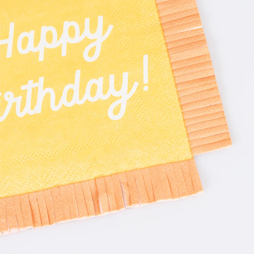 Meri meri servetten happy birthday gekleurd - small - 16st