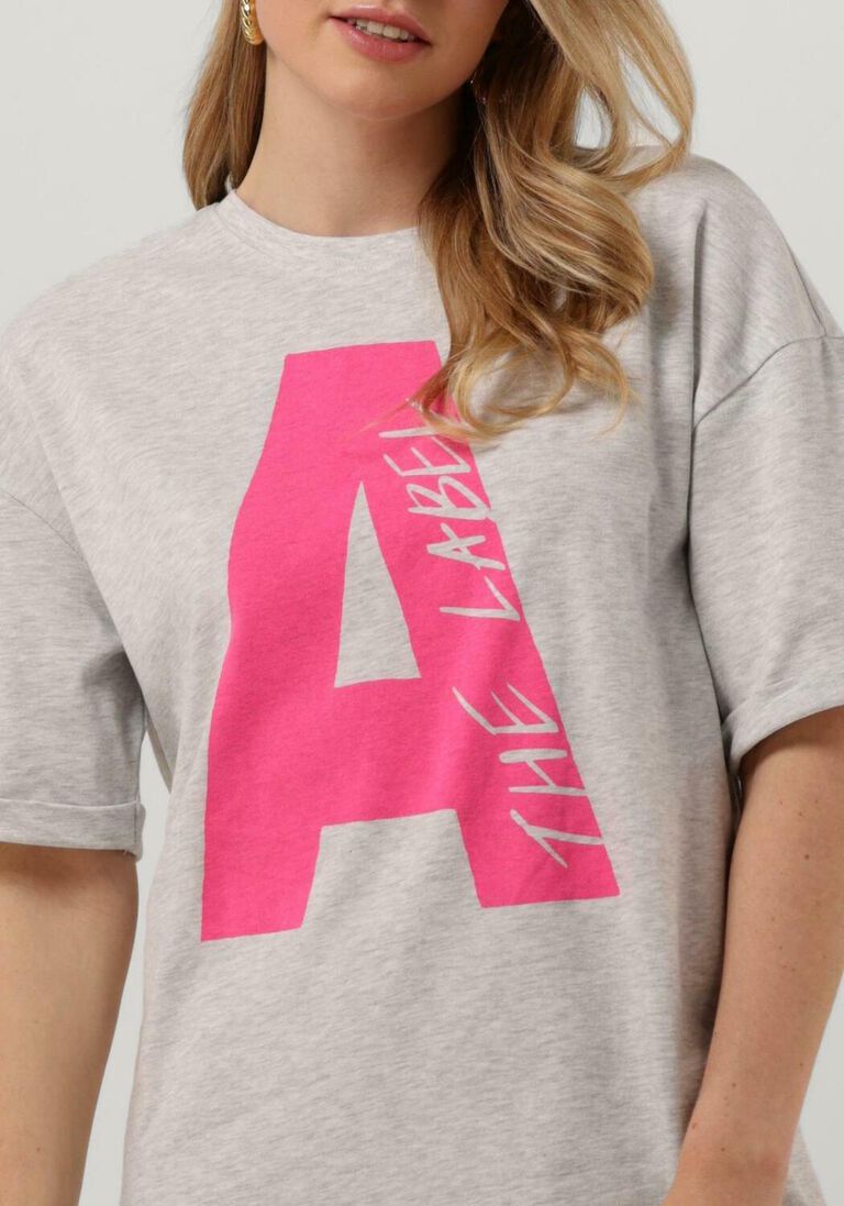 ALIX THE LABEL lichtgrijze alix the label mini jurk ladies knitted t-shirt dress with artwork