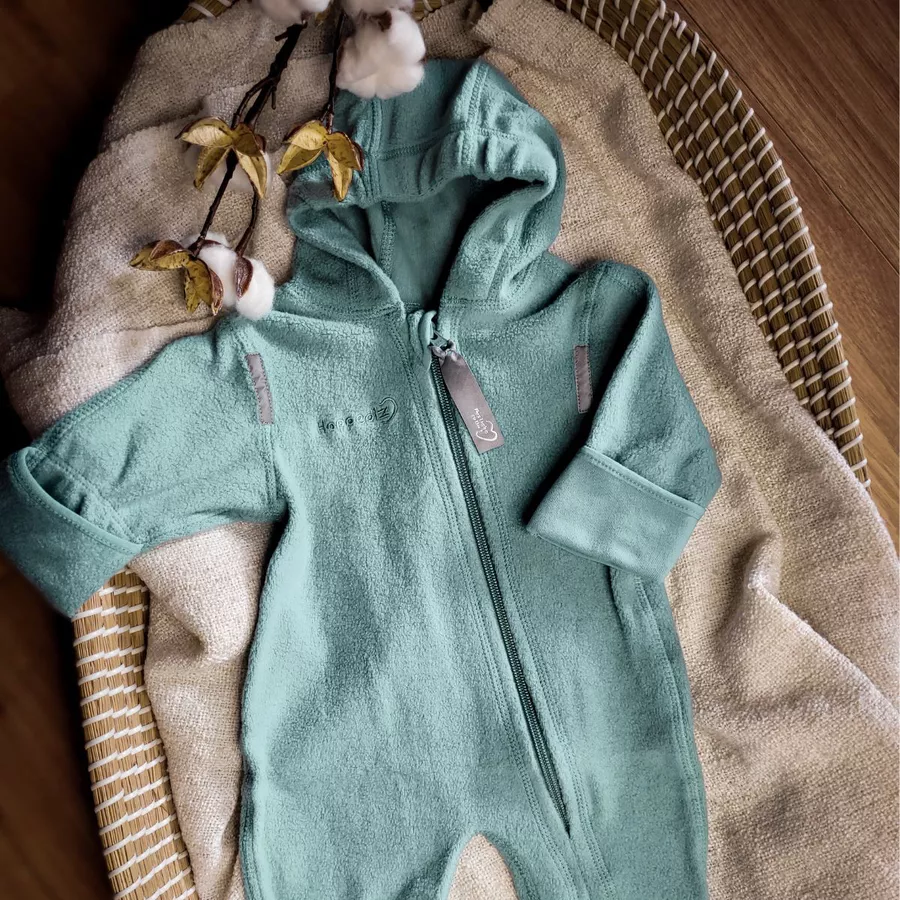 Hoppediz Overall Bio-Baumwollfleece Overall mit Umschlagbündchen Polarblau