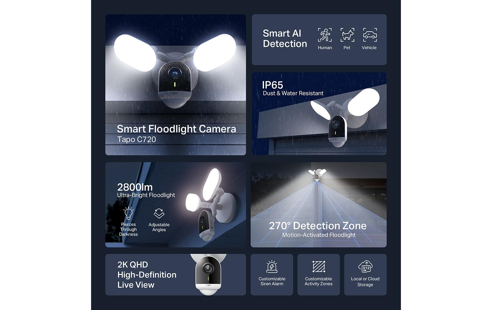 Netzwerkkamera Tapo C720 2K QHD<br>Intelligente Flutlichtkamera